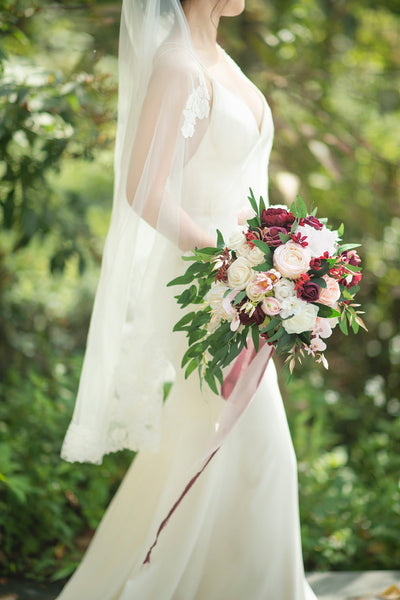 Standard Round Bridal Bouquet in Romantic Marsala