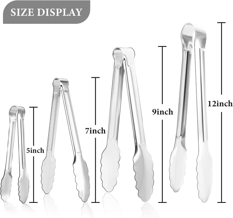 12 Pack Small Serving Tongs,XEVOM Stainless Steel Sugar Tongs Mini Appetizers Tongs Mental Kitchen Tongs for Serving Food (5inch)