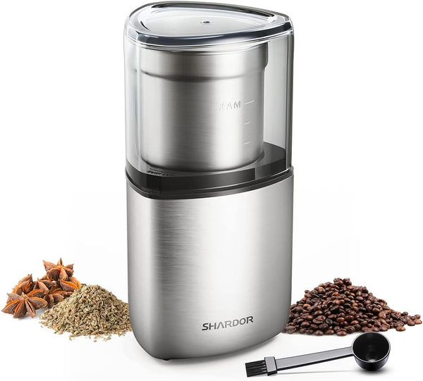 SHARDOR Electric Coffee Bean Grinder, Spice Grinder, 1 Removable Bowl with Stainless Steel Blade, Silver