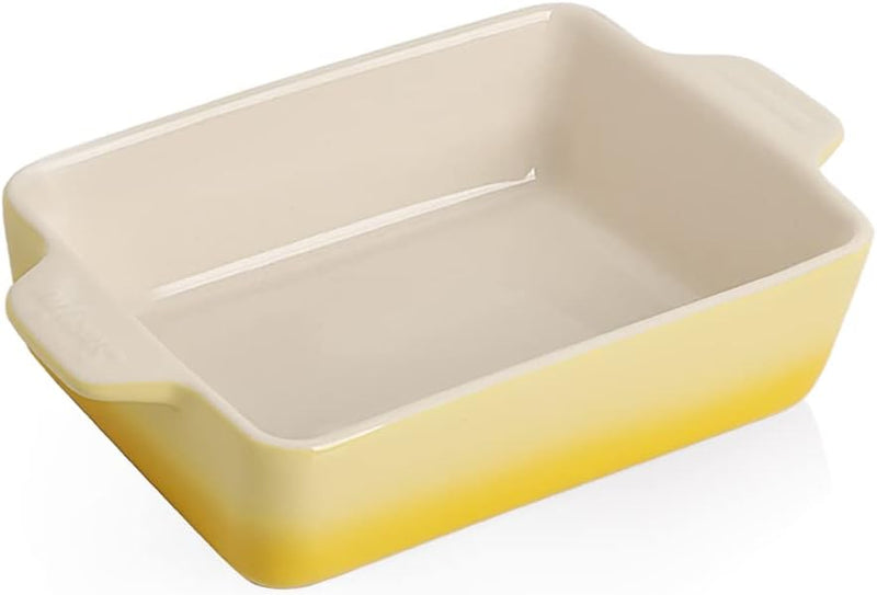 Ceramic Baking Dish with Double Handles 22oz - Small Rectangular Pan for Cooking Brownies and More