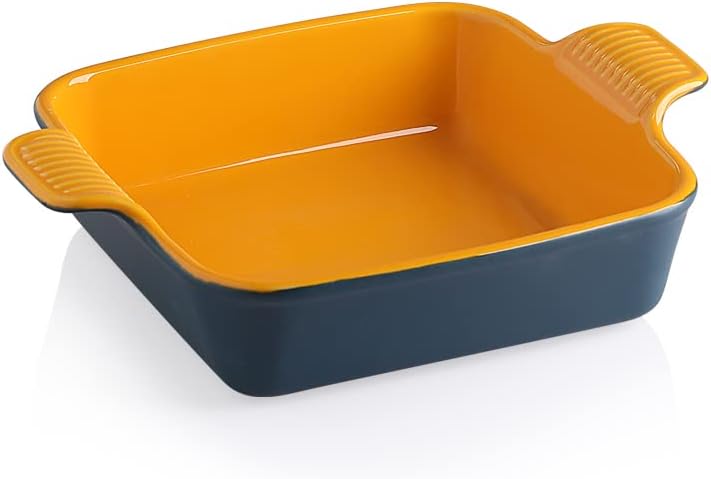 Ceramic Baking Dish with Double Handles 22oz - Small Rectangular Pan for Cooking Brownies and More