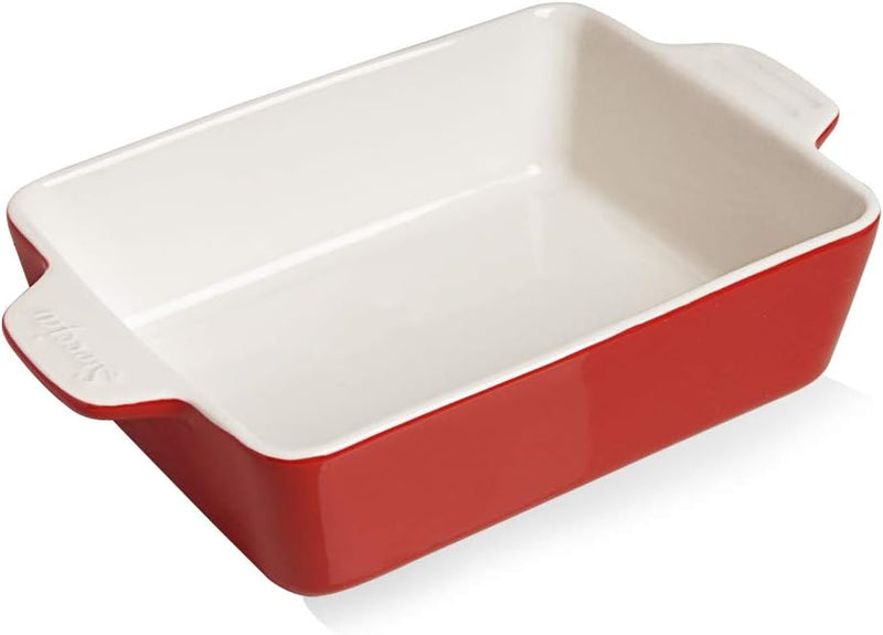 Ceramic Baking Dish with Double Handles 22oz - Small Rectangular Pan for Cooking Brownies and More