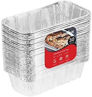 30-Pack Aluminum Foil Mini Loaf Pans - 1 lb Baking Tin Liners for Cakes Bread and Meat - Disposable 6x35x2