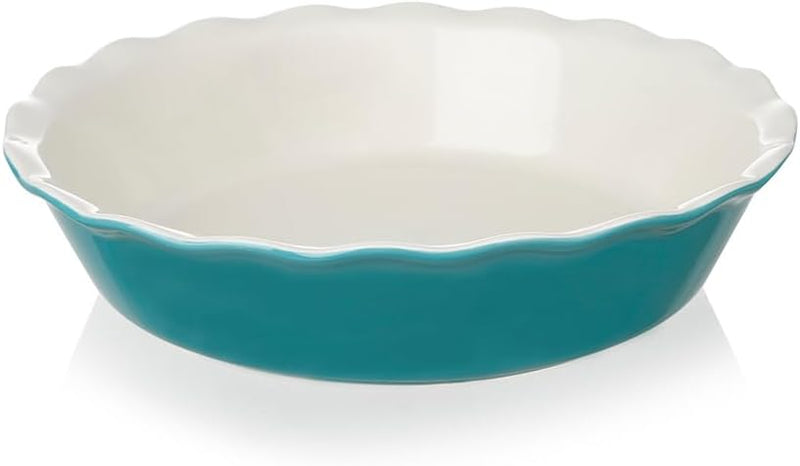 10 Round Ceramic Non-Stick Pie Pan for Baking - Green