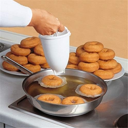 Donut Maker - Manual Plastic Biscuit Donut Molder with Waffle Dispenser  DIY Baking Tool 1 PC White