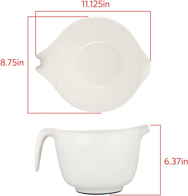 3-Quart Glad Mixing Bowl with Pour Spout and Non-Slip Base - White