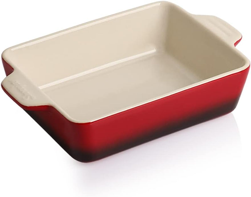 Ceramic Baking Dish with Double Handles 22oz - Small Rectangular Pan for Cooking Brownies and More