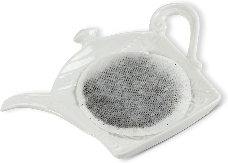 Abbott Collection Blanc Teapot Tea Bag Holder, White, 5 inches W