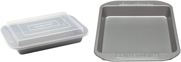 Farberware Nonstick Bakeware Cake Pan with Lid - 9x13 Inches Gray