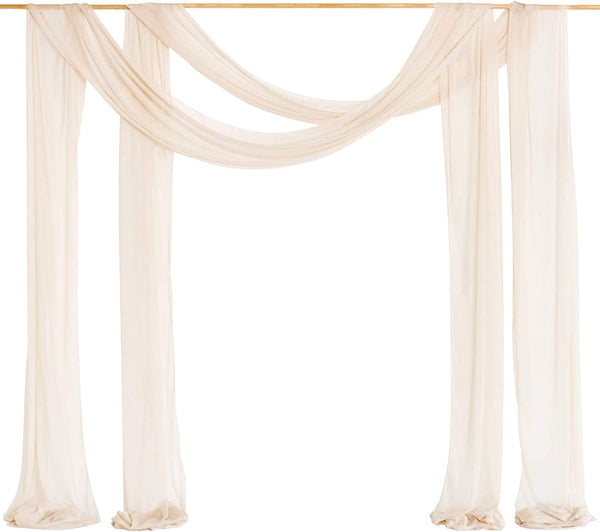 32Ft Wedding Arch Draping Fabric - Nude Chiffon Decor Panels for Ceremony and Reception Swag