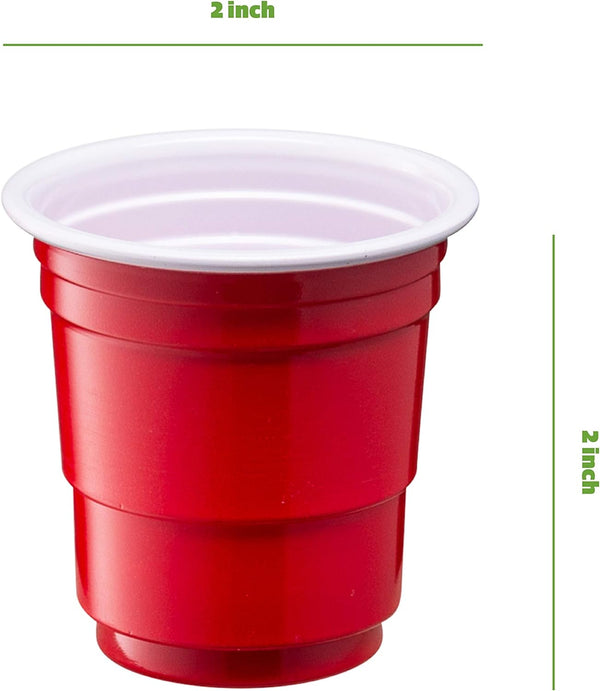 Comfy Package [100 Count] 2 oz. Mini Plastic Shot Glasses - Red Disposable Jello Shot Cups