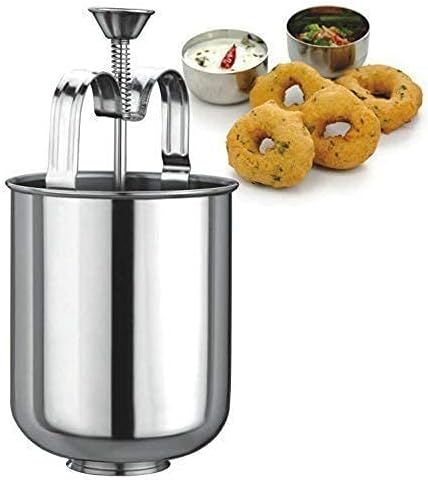 Stainless Steel Medu Vada Maker with Dispenser Mould - South Indian Utensil for Perfectly Shaped Crispy Donuts
