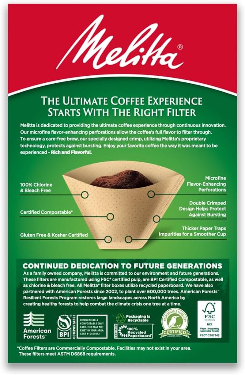 Melitta Super Premium No. 4 Coffee Paper Filter, Natural Brown, 100 Count