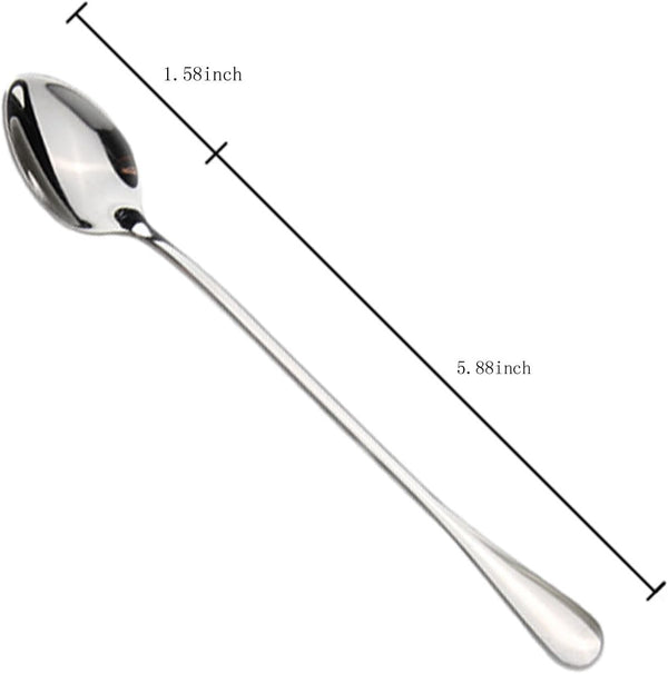 Long-handled ice tea spoon, cocktail stir spoons, stainless steel coffee spoons, ice cream scoop Set of 8