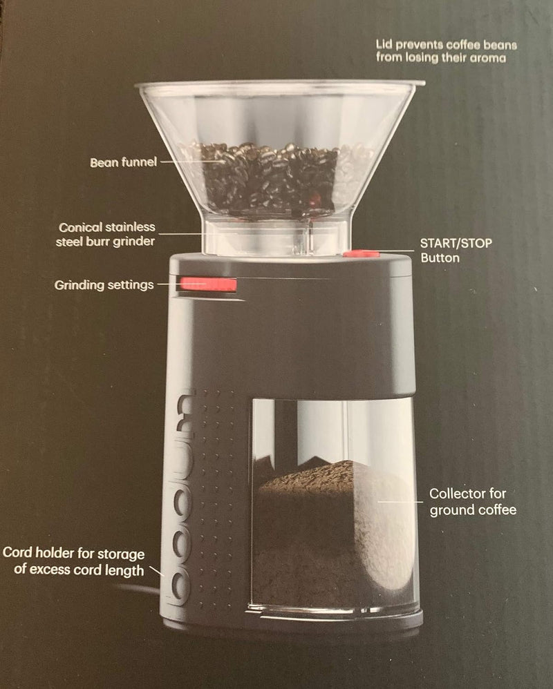 Bodum 11750-01US Bistro Burr Coffee Grinder, One Size, Black,Pure Black