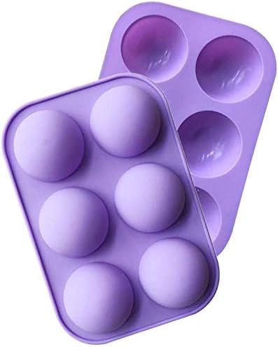 6-Cavity Silicone Mold for Hot Chocolate Bombs Cakes and Jellies - 2 Pack Purple