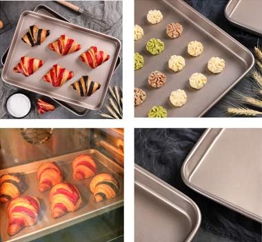 Walooza 11 Baking Sheets Pan Nonstick Set of 2 - Deep 1 Size Non-Toxic and Heavy Duty Bakeware for Toaster Ovens - Easy to Clean