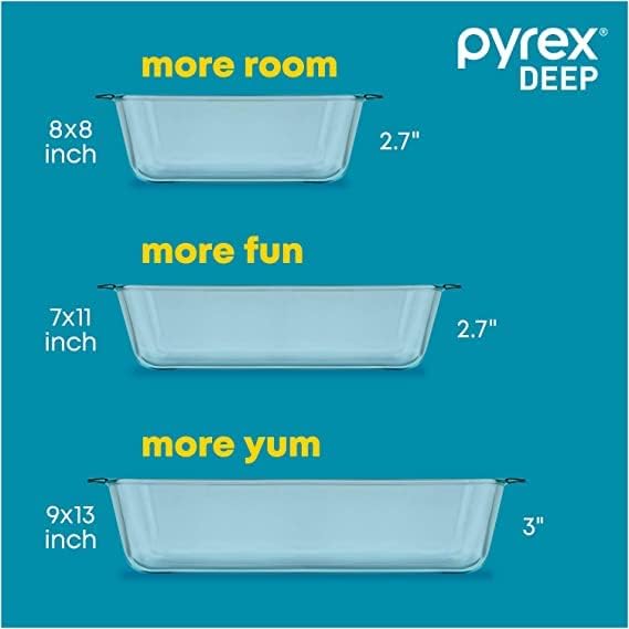 Pyrex Deep Glass Casserole Baking Dish with Lid - Oven Freezer Microwave Safe