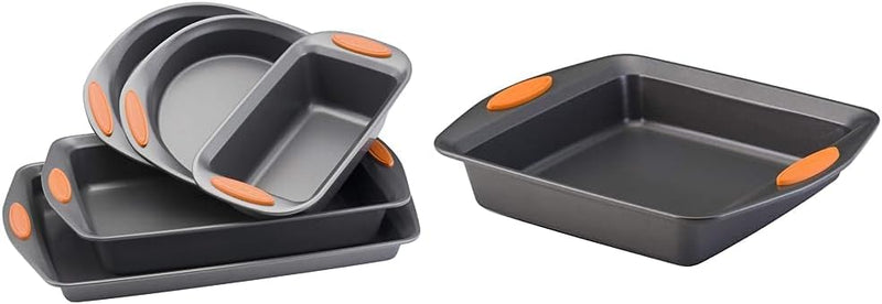 Rachael Ray Nonstick 5-Piece Bakeware Set with Grips - GrayOrange