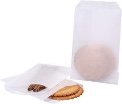 Quotidian Flat Glassine Waxed Paper Treat Bags - 100 Pack 4x6 for Bakery or Party Favors