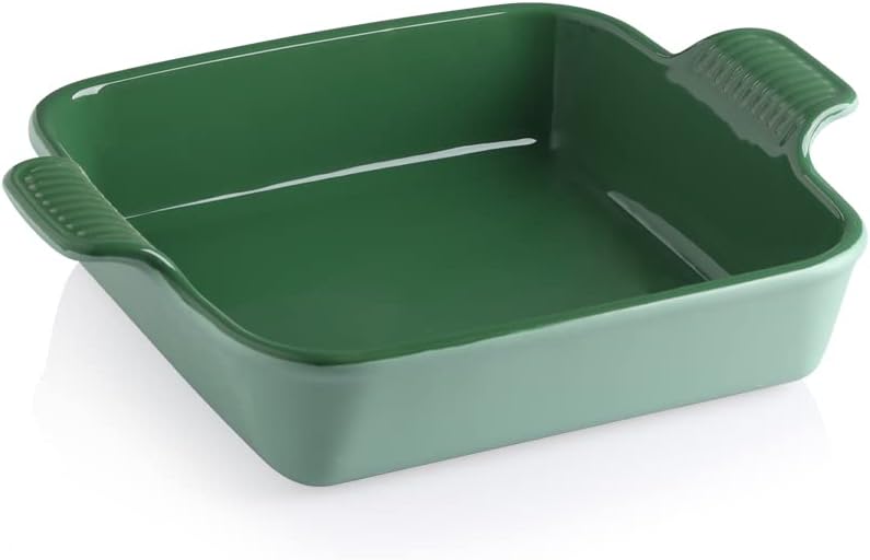 Ceramic Baking Dish with Double Handles 22oz - Small Rectangular Pan for Cooking Brownies and More