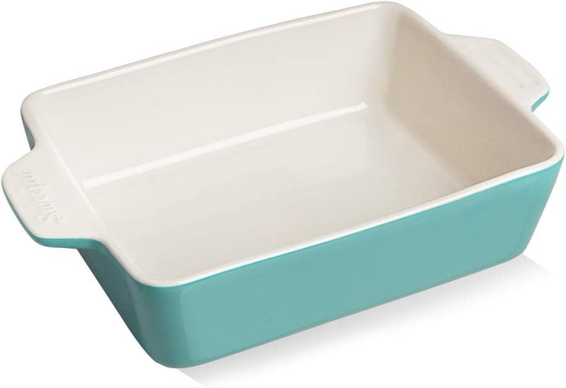 Ceramic Baking Dish with Double Handles 22oz - Small Rectangular Pan for Cooking Brownies and More