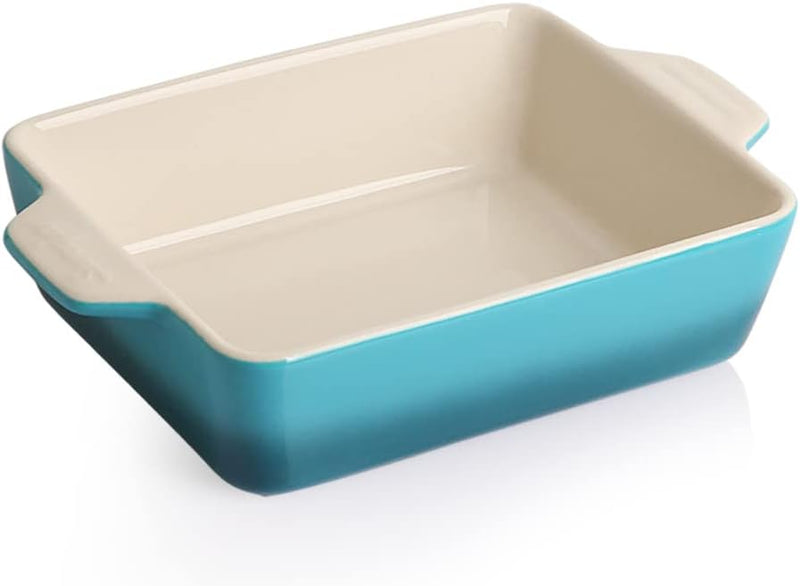 Ceramic Baking Dish with Double Handles 22oz - Small Rectangular Pan for Cooking Brownies and More