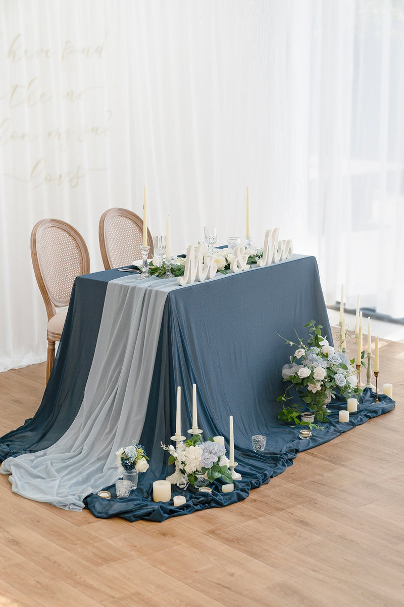 Dusty Blue and Navy Table Linens