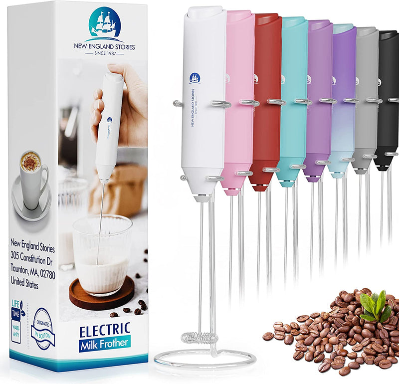 Powerful Milk Frother Handheld Foam Maker, Mini Whisk Drink Mixer for Coffee, Cappuccino, Latte, Matcha, Hot Chocolate, No Stand, Black