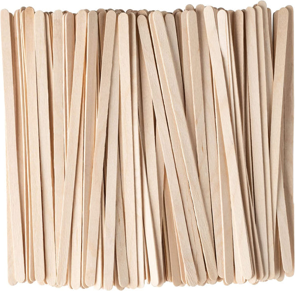 [500 Count] 5.5 Inch Wooden Coffee Stirrers - Wood Stir Sticks