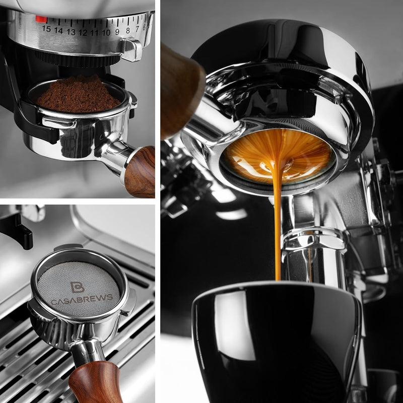 CASABREWS 51mm Bottomless Portafilter, 3 Ears Professional Espresso Portafilter with Filter Basket and Puck Screen, Compatible with CM5418, 3700Essential, 3700Gense, 3700Pro