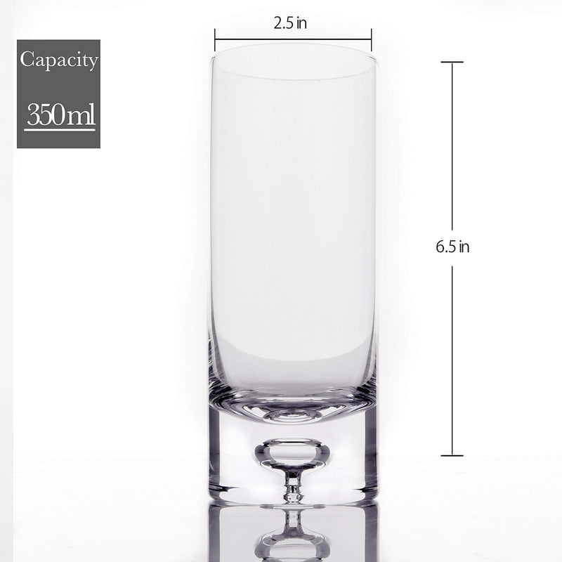 LEMONSODA Premium Crystal Bubble Base Highball Collins Glasses - Set of 4-12OZ - Fully Sealed Heavy Bottom Bubble Base - Great for Water, Juice, Beer, Cocktails, and More