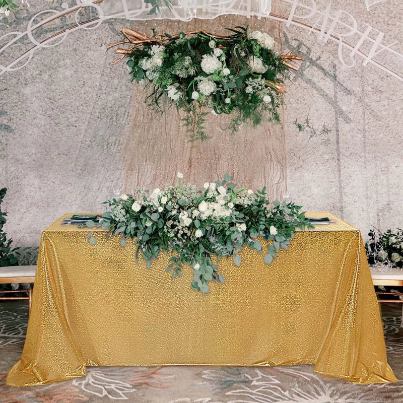 Gold Sequin Tablecloth - 60X84 Inch Rectangle Table Cover for Parties Weddings Baby Showers and Banquets