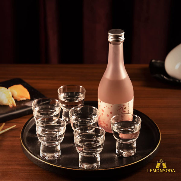 LEMONSODA Clear Shot Glass Set- Haiku Sake Shot Glasses - Sake, Tequila, Whiskey, Vodka, Gin - Great for Tastings, Gifts, Parties, Unique Show Piece, Set of 6 (60 mL / 2 fl. oz.) (Set of 6)