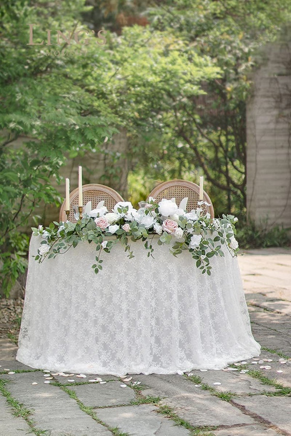 2PCS White Floral Swags Centerpieces for WeddingEvent Decor