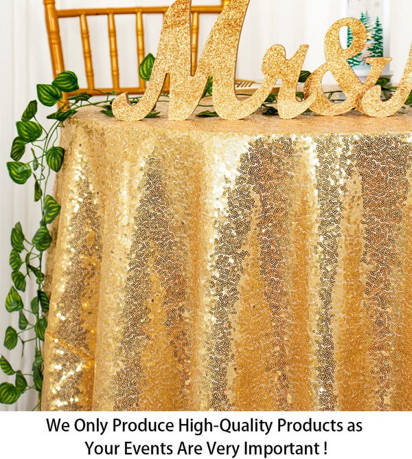 Gold Sequin Tablecloth - Small Round Shimmer Table Cover