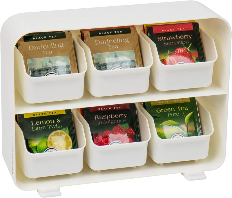 Mind Reader 6 Drawer Tea Bag Holder and Organizer, White