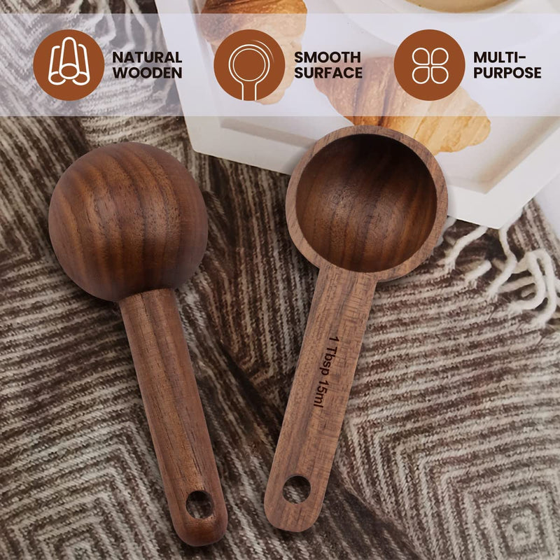 Wooden Coffee Spoon in Walnut, Houdian Coffee Scoop Measuring for Coffee Beans, Whole Beans Ground Beans or Tea, Home Kitchen Accessories, Coffee Scoop - 1 Pack, 15ml