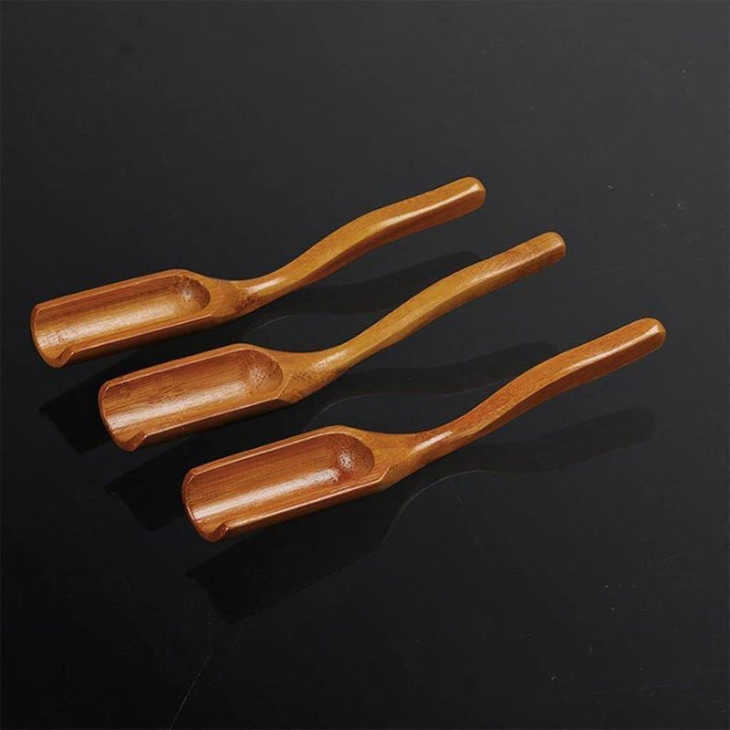 MinLia Wooden Bamboo Retro Style Natural Tea Scoop Delicate Spoon Tea Scoop Natural Tea Shovel Ebony Wood Kitchen Supplies(Rosewood)