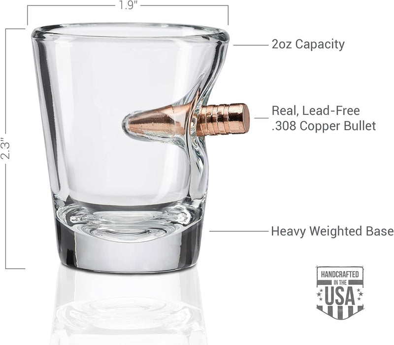 BenShot Shot Glass with Real .308 Bullet - 2oz | Made in the USA
