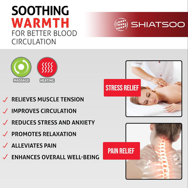 Shiatsoo Neck Back & Lower Back Massager with Heat | Shiatsu Heated Pillow Massager | Pain Relief | Deep Tissue