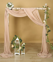 2 Panels Chiffon Fabric Drapery Wedding Arch Drapes, Party Backdrop Curtain Panels, Ceremony Reception Swag Decoration (27 X 216 Inch, Nude & Nude)