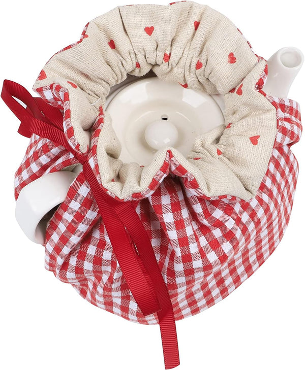 Tea Cosy,Creative Kitchen Tea Pot Dust Cover,Teapot Cozy Breakfast Warmer,Tea Pot Cover Insulation and Keep Warm,Tea Kettle Quilt for Home Kitchen Table Hotel Tea Party Restaurant (Red)