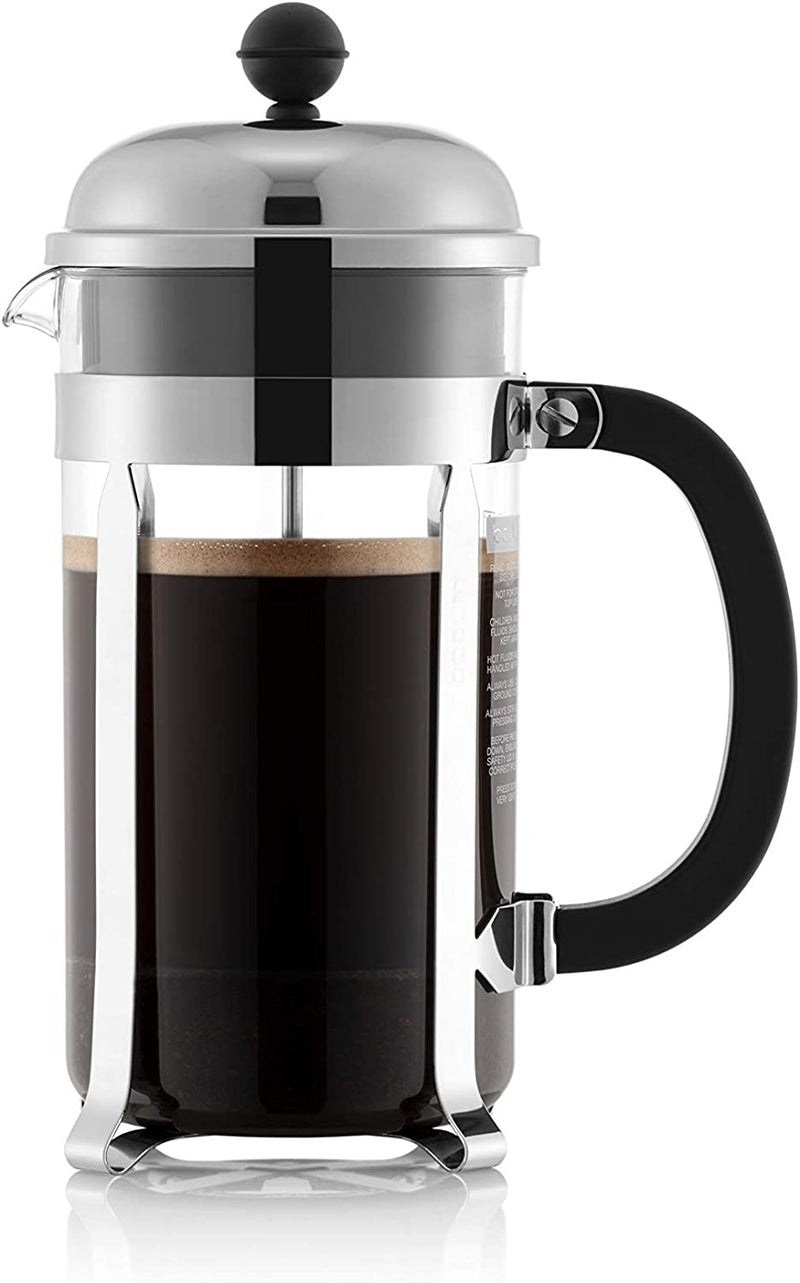 Bodum Chambord French Press Coffee Maker with BPA-Free Tritan Plastic Shatterproof Carafe, 12 Ounce, Chrome