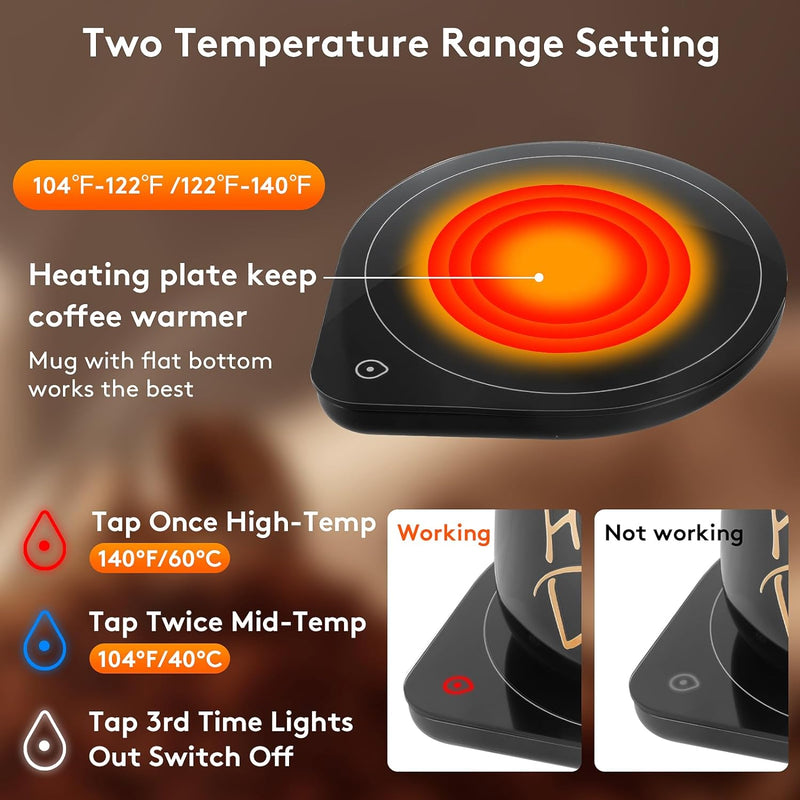 【2023 Upgraded】 Coffee Mug Warmer for Desk with Auto Shut Off -Coffee Warmer Desk/Coffee Cup Warmer/Coffee Warmer with Mug Set with 2 Temperature for Office Home-Winter, Valentine's Day