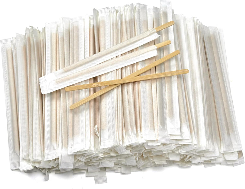 Bamboo Coffee Stirrers Individually Wrapped 200 Count in Storage Box – Coffee Stir Sticks 5.5 inch Coffee Bar Disposable individually wrapped coffee stirrers for Coffee and Cocktail