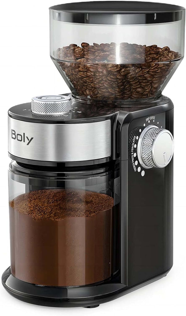 Electric Burr Coffee Grinder, Adjustable Burr Mill Coffee Bean Grinder with 18 Grind Settings, Burr Coffee Grinder for Espresso, Drip Coffee and French Press, Black
