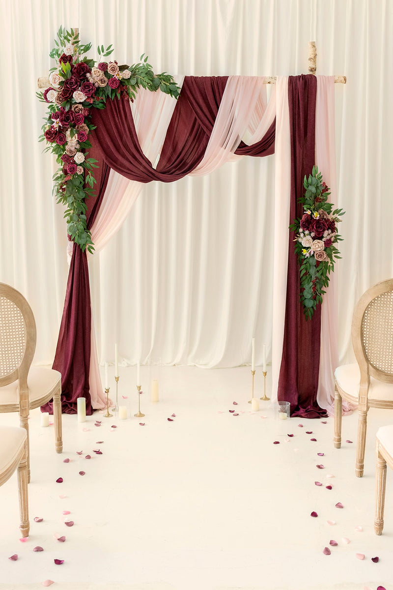 Marsala Flower Arch Decor with Drapes - Romantic Clearance