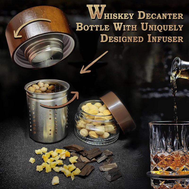 DIY Whiskey Gifts for Men - Whiskey Infusion Kit & Whiskey Decanter Set with Botanicals & Wood Chips - Bourbon Decanter & Bourbon Gifts for Men Who Have Everything by Krafterize
