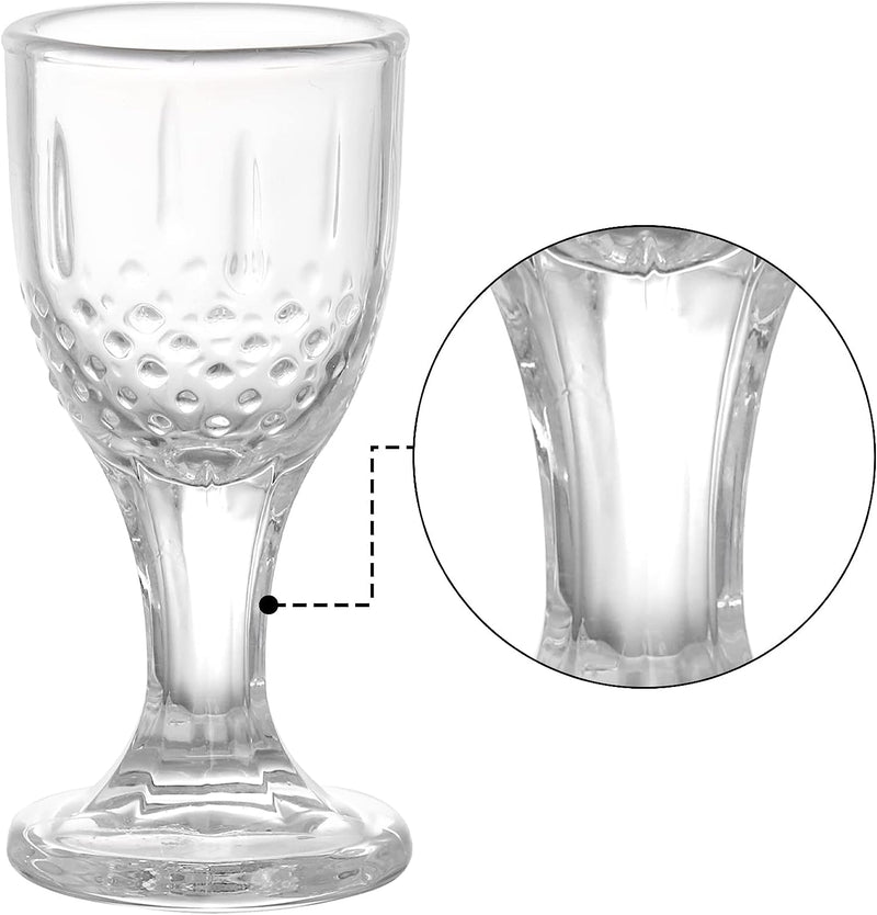 Coloch 24 Pack 0.5 Oz Clear Shot Glasses with Stem, Carved Mini Goblet Liquor Glasses Heavy Base Crystal Tasting Glasses Cordial Glasses for Tequila, Vodka, Cocktail, Sherry, Bar, Restaurant